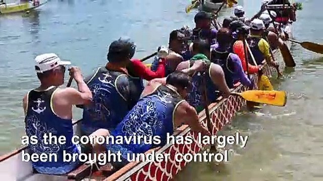 Small dragon boat festival kicks off in Hong Kong as virus fears fade
