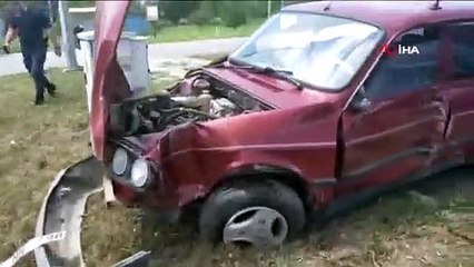 Takla atan araçtan yaralı olarak çıkartıldı