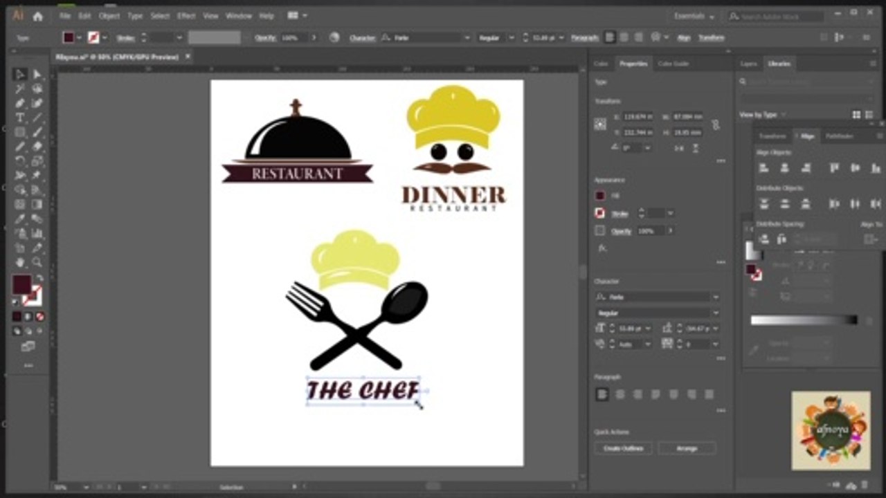 Restaurant Logo design in Adobe Illustrator