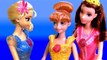 Princess Belle and Elsa are Bridesmaids of Anna Magiclip Dress-up Dolls Disney Frozen Fever Anna Doll