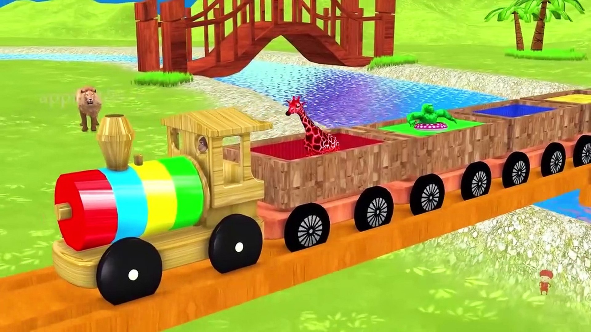 Learning Colors With Wild Animals On Wooden Train Pool Water Colors For  Kids - video Dailymotion