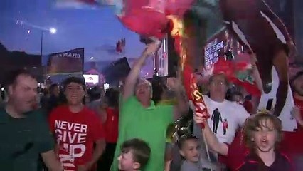 Liverpool fans descend on Anfield to celebrate title win