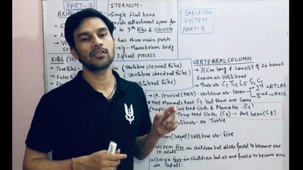 Human Skeleton System:Part-3 Learn (Sternum/Ribs/Vertebral Column) Locomotion & Movement Chapter:20