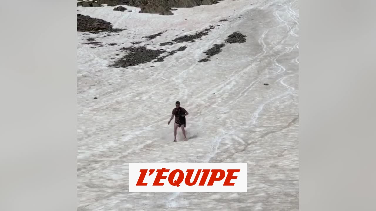 Antonin Guigonnat descend le Carlit sur les pieds - Biathlon - Bleus