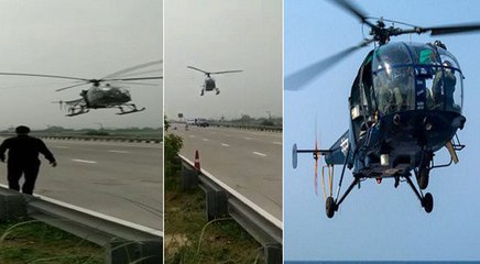 VIDEO: भारतीय वायुसेना का 'चीता' सोनीपत में उतरा हाईवे पर, 1 पायलट और 4 जवान थे सवार