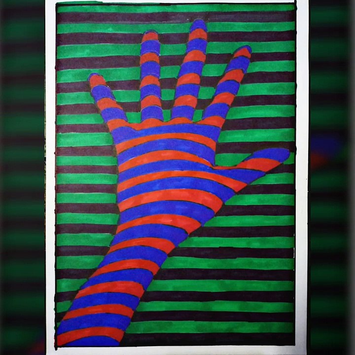 How to - Drawing 3D hand trick art - 3d optical illusion trick art - 3d amazing trick art