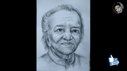 Portrait of Pandit Ravishankar | Pencil Shading |