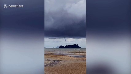 Waterspout forms after storm along coast of southern Thailand