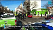 Choque entre un patrullero y un auto