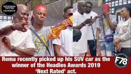 F78NEWS: Rema Picks Up ‘Next Rated’ SUV Prize From HipTV Office.