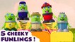5 Cheeky Monkeys Jumping on the Bed Nursery Rhyme with the Funny Funlings and Tom Moss with Thomas and Friends in this Family friendly Full Episode English Toy Story for Kids from Kid Friendly Family Channel Toy Trains 4U