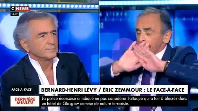 Regardez le violent accrochage hier soir sur CNews entre Eric Zemmour et Bernard-Henri Levy lors de leur face à face : Je m'en fou de votre camps avec les réfugiés. Ils n'ont qu'à rentrer chez eux !