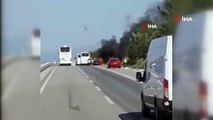 Bursa’da otomobil alev alev yandı