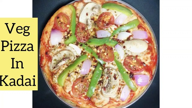 VEGGIES PIZZA IN KADAI | KADAI PIZZA RECIPE | NO CHEESE | NO YEAST | NO OVEN