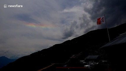 Atmospheric phenomena seen in sky above Swiss Alps