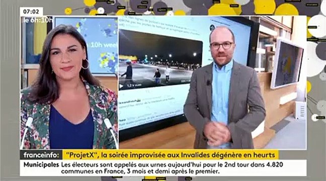 Paris : Les images des incidents de cette nuit entre jeunes et forces de l'ordre lors du fête improvisée aux Invalides qui a mal tourné : Mouvements de foule, lacrymogène et véhicules de polices coursés