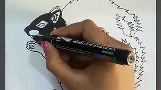 Draw a cute squirrel with a black marker _ how to draw _ art and drawing tricks _