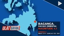 Baganga, Davao Oriental, tinamaan ng magnitude 4.1 na lindol