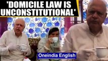Farooq Abdullah says domicile law is unconstitutional, 'war not a solution'|Oneindia News