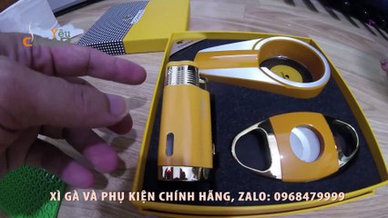 Bộ phụ kiện cigar 3 món của Cohiba giá rẻ gồm Bật lửa - Dao cắt và Gạt tàn (Đủ màu sắc) đẹp và bền