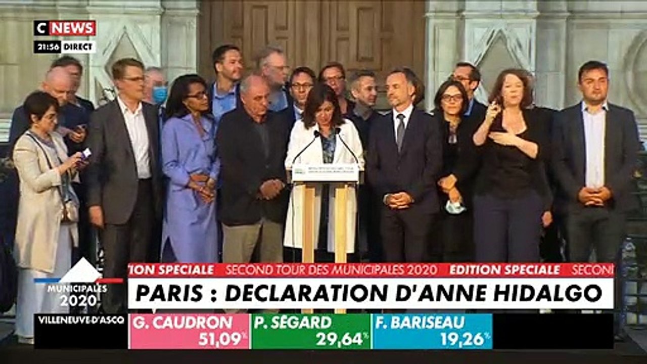 Municipales - La maire sortante Anne Hidalgo largement élue à Paris :  - Regardez sa prise de parole