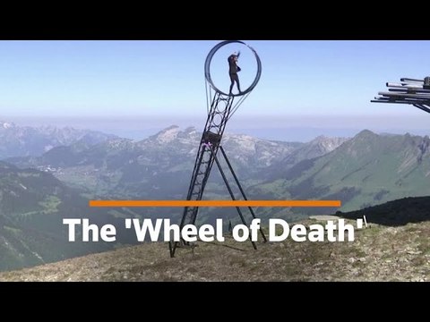 Acrobats perform for Swiss ski resort reopening