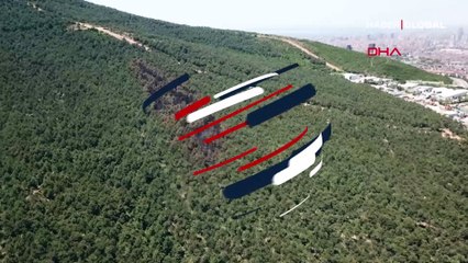 İstanbul'da yanan ormanlık alan havadan görüntülendi