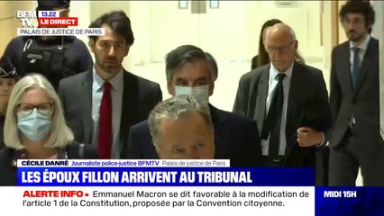 François et Pénélope Fillon viennent d'arriver au Palais de Justice de Paris