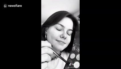 Black and white TikTok tutorial shows how completely colourblind US teen does her makeup