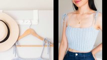 Easy Crochet Crop Top - How to crochet a Ribbed Singlet with Tie Straps