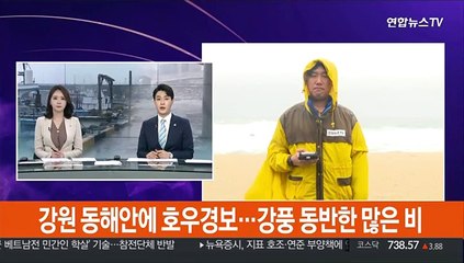 강원 동해안에 호우경보…강풍 동반한 많은 비