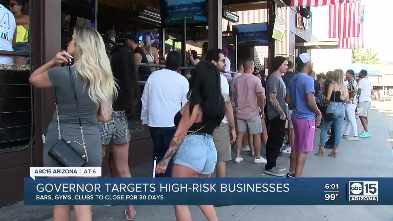 Governor Ducey closes bars, gyms, clubs for next 30 days