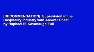 [RECOMMENDATION]  Supervision in the Hospitality Industry with Answer Sheet by