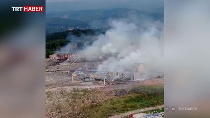 Patlama bölgesi havadan görüntülendi