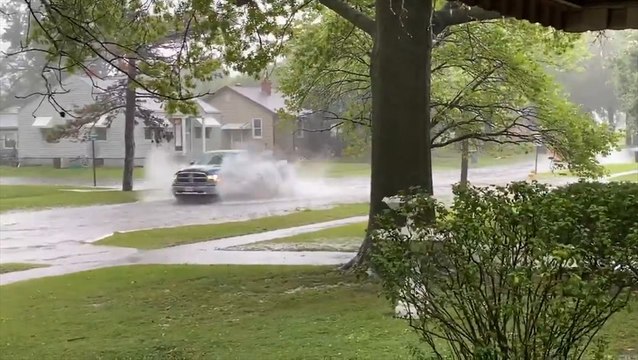Flooding turns road into a river