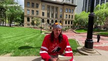 Rollerblader skates across Alberta, Canada waters, flatlands in hockey gear to raise cancer awareness