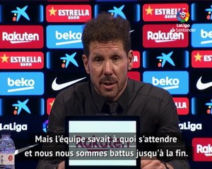 33e j. - Simeone "très heureux" de la prestation de ses joueurs contre le Barça