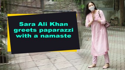 Sara Ali Khan greets paparazzi with a namaste