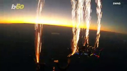 Falling With Style! Skydivers Strap Lights and Pyro to Their Feet for an Amazing Visual Spectacle!