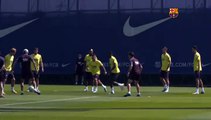Sesión de recuperación del Barça tras el empate ante el Atlético
