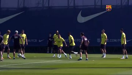 Sesión de recuperación del Barça tras el empate ante el Atlético