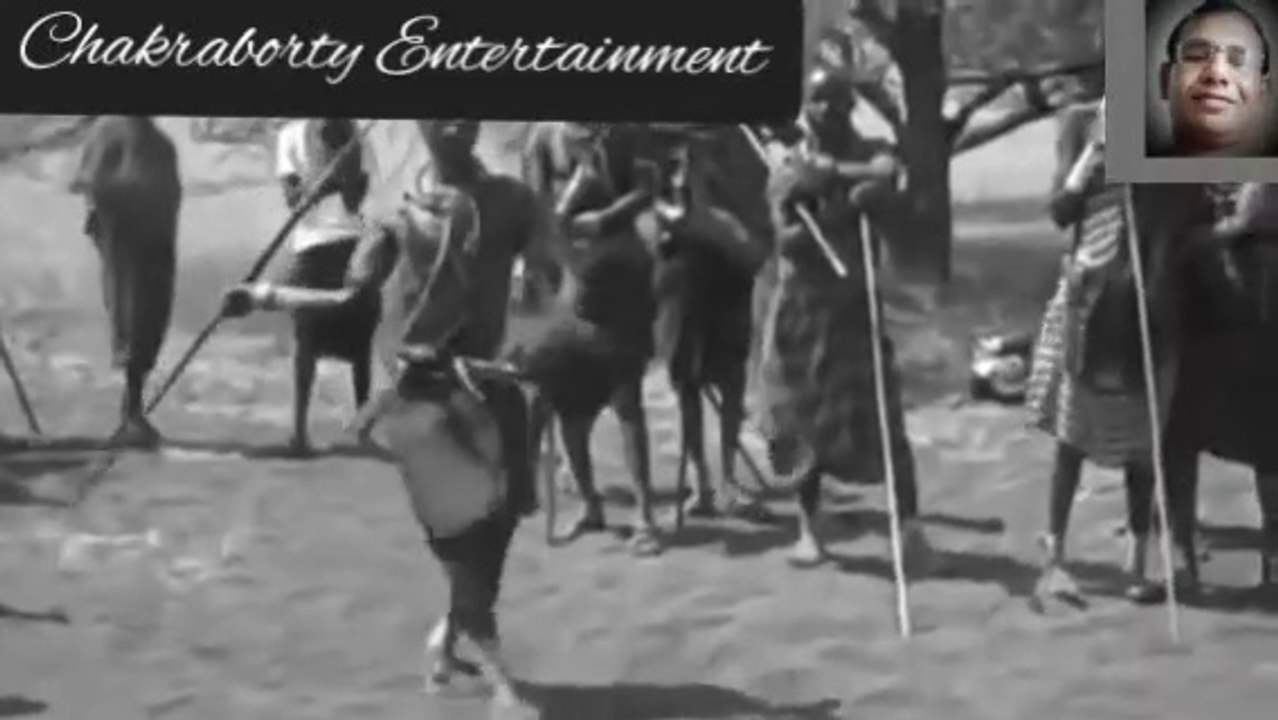 Wild people hunting techniques and dance after hunt a lion.