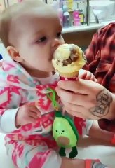 Baby's first taste of ice cream