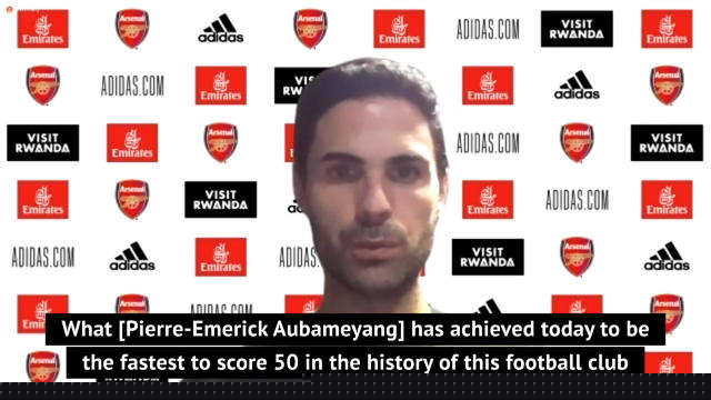 Arteta hails Aubameyang's importance to Arsenal after racing to 50 Premier League goals