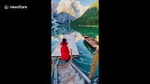 Filmer captures breathtaking view of Braies Lake in Italy