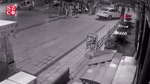 Esenyurt'ta kazada havaya fırlayan motosiklet sürücüsü bankın üzerine düştü