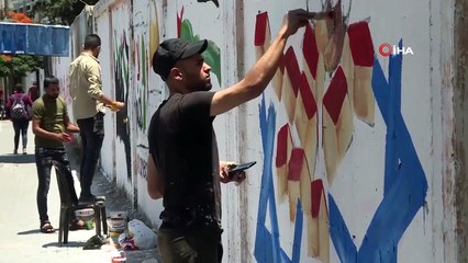 Filistinli gençlerden grafiti ile İsrail tepkisi