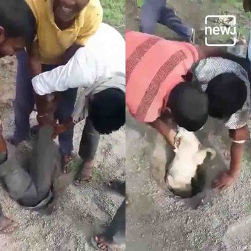 A Boy Risks His Own Life To Rescue Goat Stuck In Bore-Well