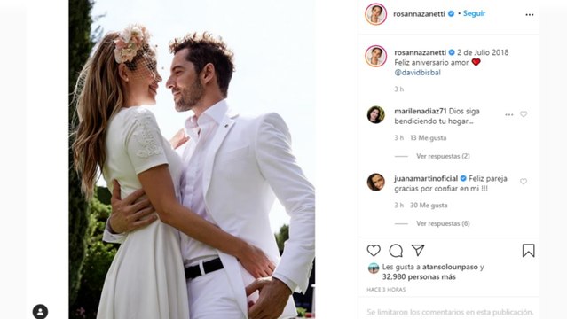 Rosanna Zanetti y David Bisbal celebran su segundo aniversario de boda