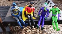 Batman Robin Riddler And Joker Race The Playground And Swing On The Swings At Park
